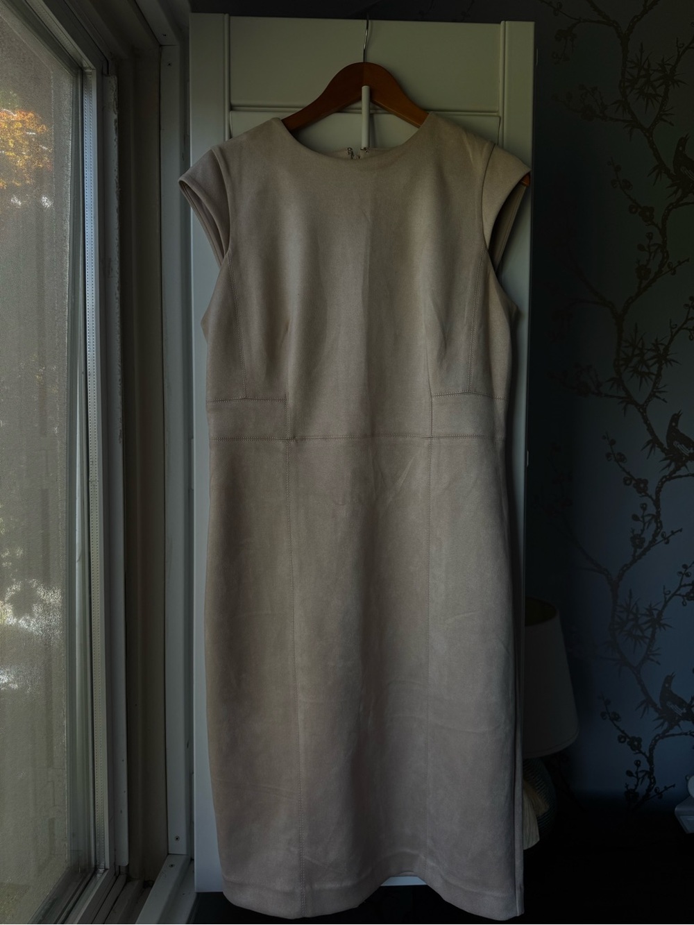 Ann Taylor Sleeveless Midi Sheath Dress in Taupe